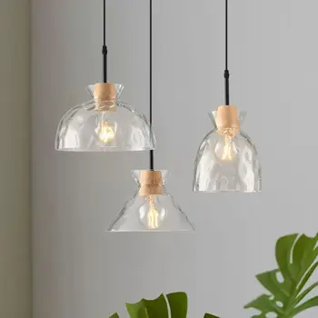 Nordic Pandantiv de Sticlă iluminat cu LED-uri de Lemn Decorative, Lămpi Suspendate Pentru Sufragerie, Camera de zi Dormitor Studiu Interioară corp de Iluminat