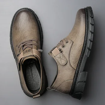 Noua Moda pentru Bărbați Pantofi de Lucru Anti-alunecare, Respirabil Stil Britanic Versatil Cizme Scurte de Tineret Retro Zapatos para hombres Platforma