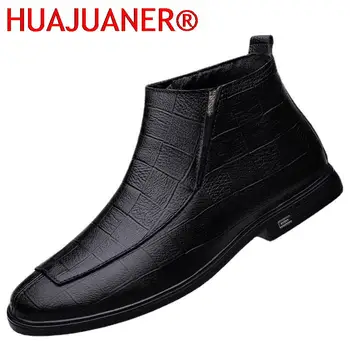 Nouă Bărbați Pantofi din Piele de Iarnă Super Ține de Cald de Afaceri din Piele Pantofi de Lux Rochie Formale Bărbați Chelsea Cizme Pantofi Casual