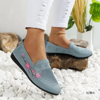 Pantofi de vara pentru Femei Casual Femei Adidași de Imprimare 2023 Femei de Moda Apartamente Rotund Toe Noi Modis Rochie Marime Mare Florale Solid Cott