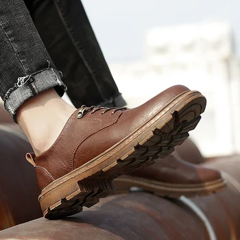 Pantofi pentru bărbați de Înaltă Calitate din Piele Respirabil Mens Casual Pantofi de Moda de Design Dantelă sus în aer liber, Cizme de Lucru de Agrement Oameni de Afaceri Cizme