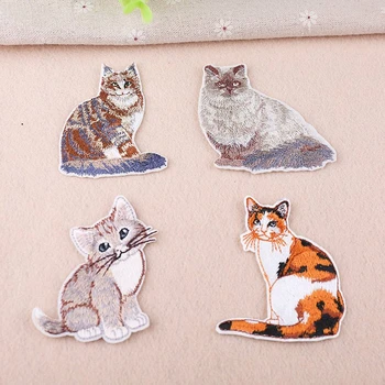 Pisica Minunat Animal Mozaic Patch-Uri Brodate Pentru Îmbrăcăminte De Fier Pe Aplicatii Pentru Haine, Pantofi, Genti, Broderie Ecusoane