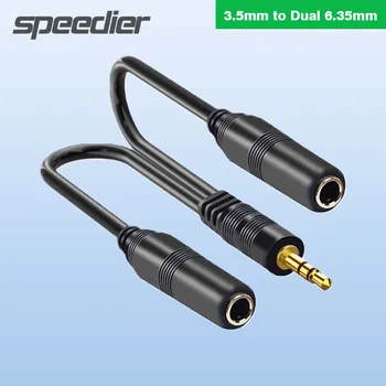 Placat cu aur 3.5 mm Dual 6.5 mm AUX Cablu de sex Masculin Mono 6.5 Jack Stereo 3.5 Jack Audio Cablu pentru Mixer Amplificator DVD 6,35 mm Adaptor