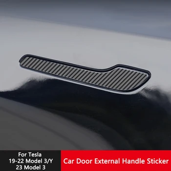 QHCP se Ocupe de Masina Autocolant Fibra de Carbon Ușa Exterioară se Ocupe de Decorare Autocolant Anti-scratch Pentru Tesla 19-22 Model 3/Y/23 Model 3