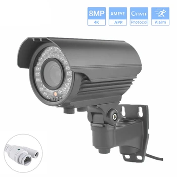 Rezistent la apa 4K de Supraveghere IP Camera 8MP în aer liber 2.8-12mm Obiectiv Varifocal de Detectare a Mișcării IR Noapte Viziune POE Camera de Securitate