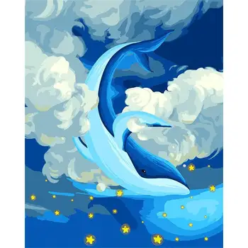 RUOPOTY Diy Tablou De Numărul de Balene Cadouri Originale Tablou De Numărul de Pictură Cadou Personalizat