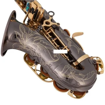 SAIDESEN SAS-780 Bb Melodia Saxofon Soprano din Alamă de Aur&Negru Placat cu Nichel Gât Curbat B-Plat Soprano Sax Instrument Muzical