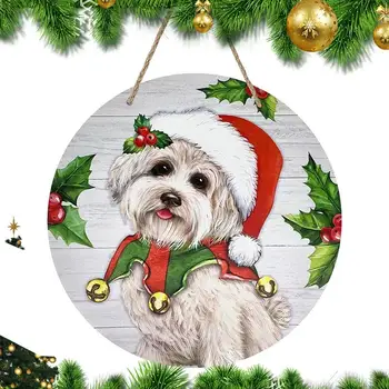 Semne De Usi Pentru Casa Festiv Câine Imagine De Crăciun Decor Drăguț De Crăciun Ușa Semn Durabil Ornamente De Craciun Pentru Veranda Bar