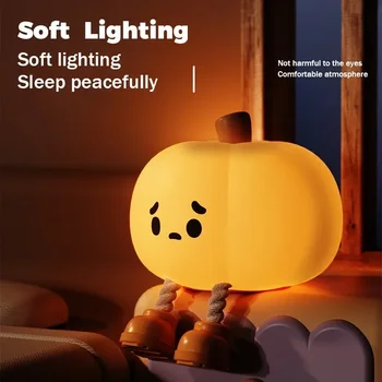 Silicon de Dovleac Lumina de Noapte pentru Copii Atmosferă Dovleac Mic de Desene animate Decor Minunat și Cald de Încărcare Decor Acasă Lampa