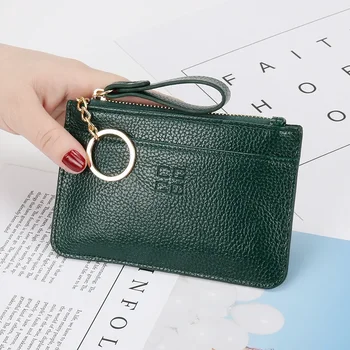 Textura din piele portofel pentru Femei Mini Moale Geantă de mână din Piele Noua Conducere Bag Cardul Ultra-subțire Monedă Pungă cu Fermoar Cheie Sac
