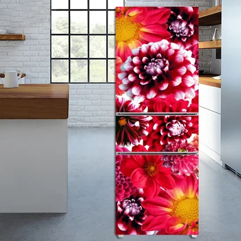 Toamna Dalii Cu Flori Autocolante Capac Usa Frigider Tapet Adeziv Congelator Film De Vinil Decor Distractiv Decal Artă Murală Bucătărie
