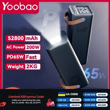 Yoobao EN200W 200W Portabil Power Station 52800mAh Banca de Putere pentru mini 4 pro Redmi 10C Iphone 14 Pro Max Realme GT OnePlus 10T