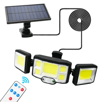 În aer liber, 3 Capete Solar LED 192 COB Senzor de Mișcare Lampa de Perete cu Telecomanda Waterproof, Grădină, Garaj Iluminat