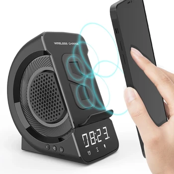 Încărcare fără fir Suport de Telefon cu 5.0 Difuzor Bluetooth Ceas Deșteptător Player de Muzică Digital Display Inteligent Încărcător de Telefon Stander